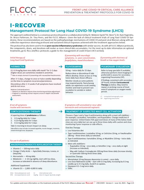 FLCCC Announces Treatment Protocol For Long Haul COVID Lyme Disease Association