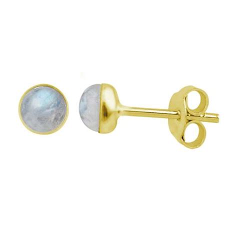 Gold Plated Silver Moonstone Mm Ball Studs Jewellerybox Co Uk