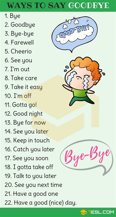 23 Ways To Say Goodbye In English Goodbye Synonyms 7esl