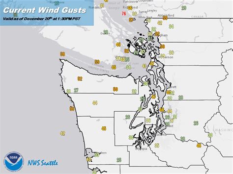 Nws Seattle On Twitter Current Wind Gusts Over W Wa As Of Pm Pst