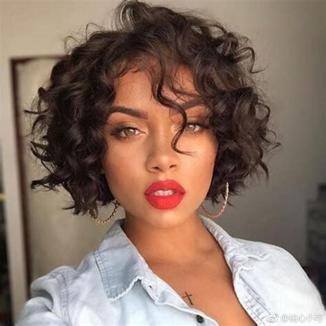 short curly wave lace front wig brazilian curly bob human hair wigs for black women