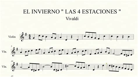 El Invierno Las 4 Estaciones Vivaldi Violin Sheet Partitura Para