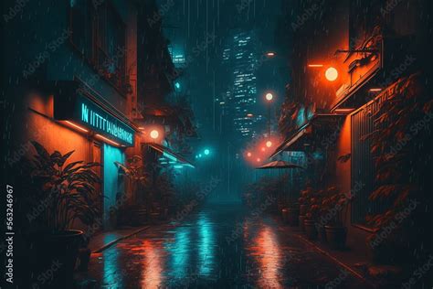 Night Street Scene City At Night Cyberpunk Japanese Streets Street