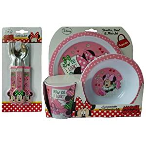 9 plates luncheon napkins cups and table cover with birthday candles (bundle for 16) average rating: Disney Minnie Mouse Mealtime Set with Minnie Mouse Cutlery ...