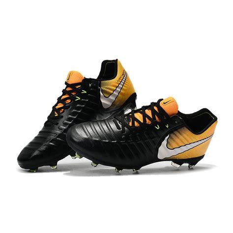 Nike Tiempo Legend Vii Fg K Leather Soccer Cleats Black Yellow White