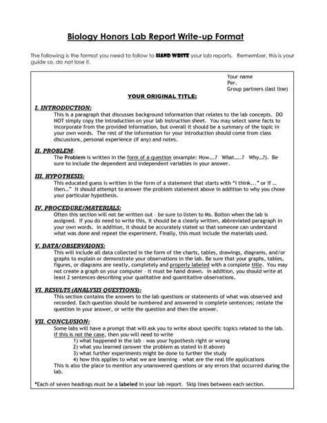 Awesome Biology Lab Report Template Ideas Format High School Regarding