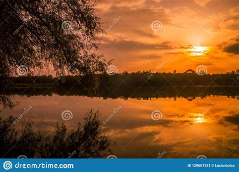 Sunset Over A River Delta In Fall Stock Image Image Of Delta Morning