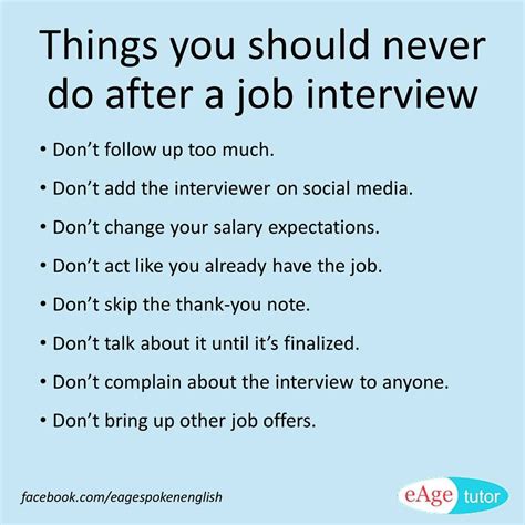 Eage Spoken English On Instagram “things You Should Never Do After A Job Interview ‪ ‎interview