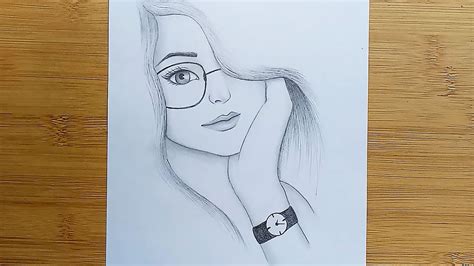How To Draw A Girl Face With Glasses For Beginners Step By Step Face Drawing Pencil