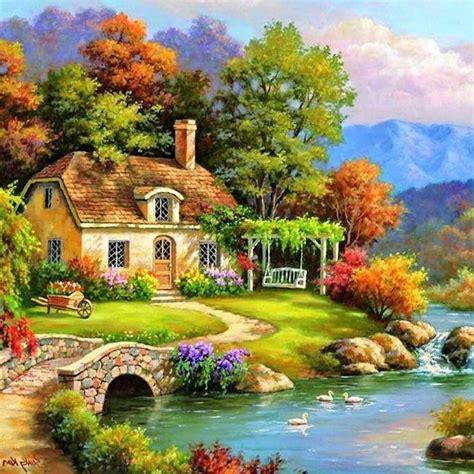 Diamond Painting Full Round Relaxing Village Scenery Paintings