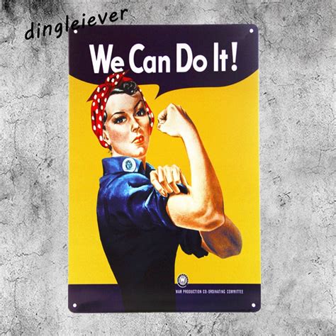 We Can Do It Vintage Metal Sign Pin Up Power Poster Bar Decor