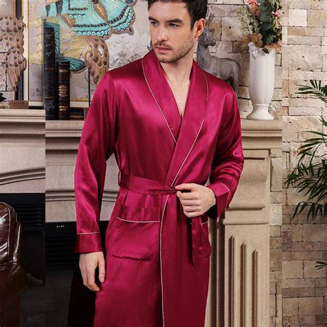 Long Mens Luxury Silk Robes Mens Silk Dressing Gowns Mens Silk Robe
