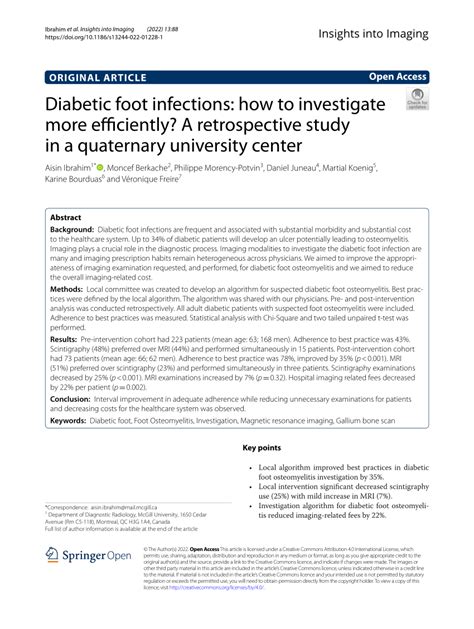 PDF Diabetic Foot Infections How To Investigate More Efficiently A