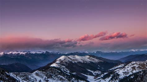 Mountains Starry Sky Night Snow Dolomites Italy 4k Snow Wallpapers Sky
