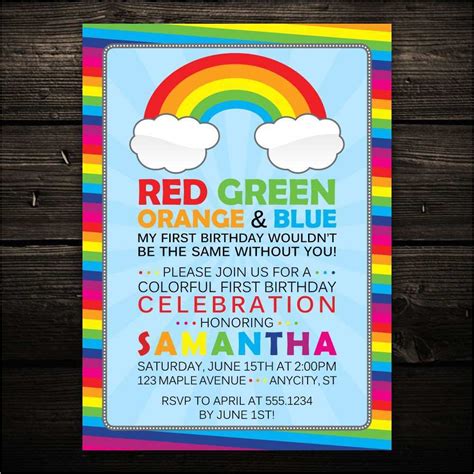 Rainbow Birthday Invitation Templates