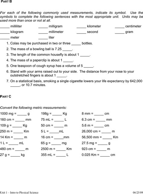 Download Metric System Conversion Chart Worksheet Example For Free