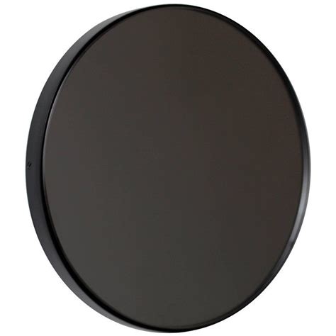 Orbis Black Tinted Modern Art Deco Round Mirror With Black Frame