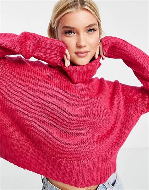Brave Soul Cattio Boxy Cropped Roll Neck Jumper Asos
