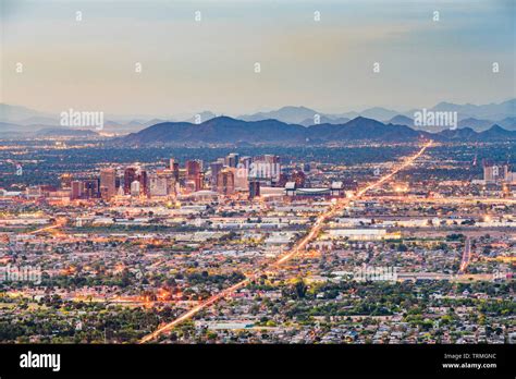 Phoenix Arizona Usa Downtown Cityscape From Above At Dusk Stock Photo