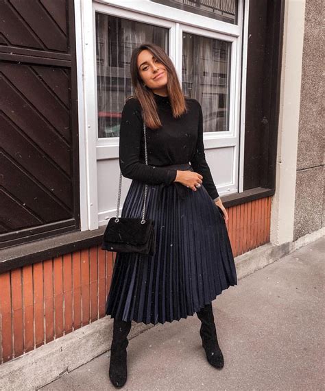 black pleated skirt outfit winter black on black outfit ideas black outfit black outfits