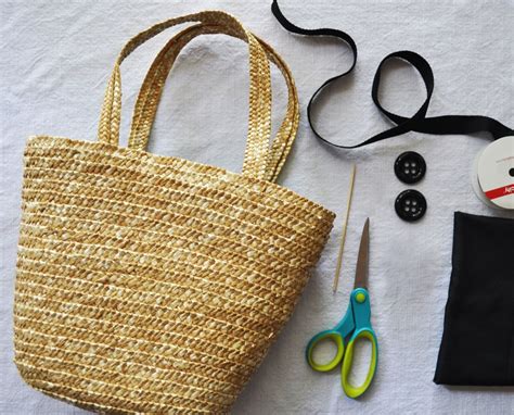 Strawbagsupplies Diy Straw Straw Bag Bow Bag Bag Making Black