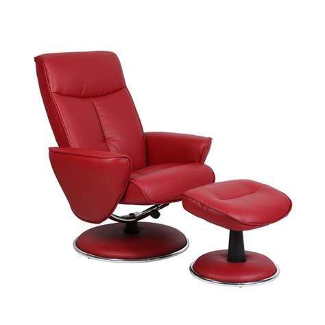 Chair & ottoman sets living room chairs : Comfort Red Bonded Leather Recliner Chair and Ottoman Set ...