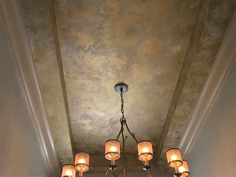 Metallic Gold With Textured Overaly Painted Ceiling Faux Painting