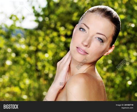 Woman Stroking Her Fresh Clean Skin Image And Photo Bigstock