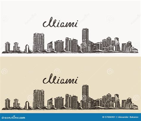 Miami Skyline Logo Design Illustration 220541594