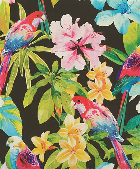 Printed Gloss Wrapping Paper Bright Birds Floral Ribbon And Blues