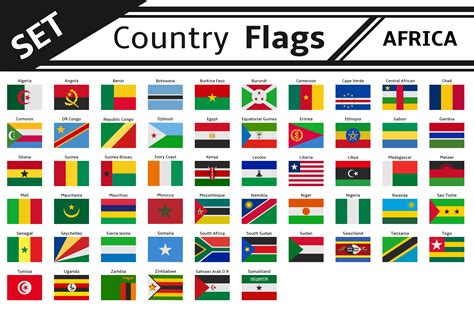 Set Countries Flags Africa Photoshop Graphics Creative Market