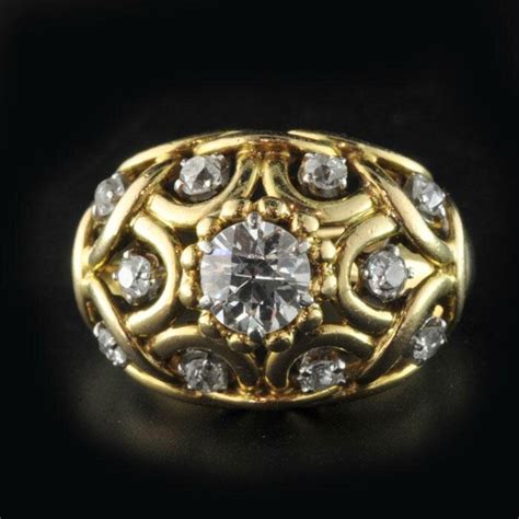 René Boivin Paris Circa 1935s Yellow Gold And Diamond Bombé Style Ring Alainrtruong
