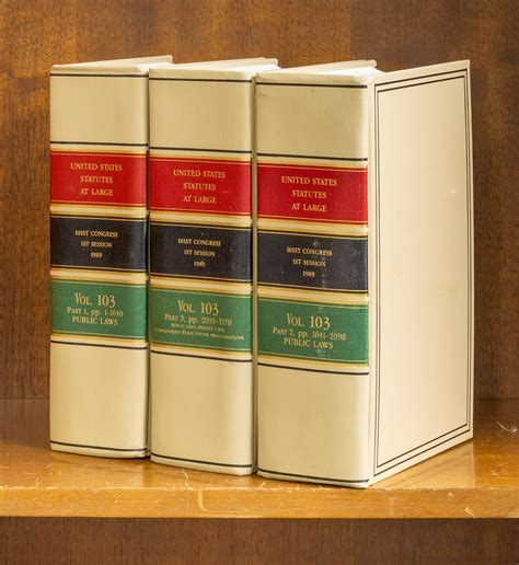 United States Statutes At Large Volume 103 In 3 Books 1989 United States Congress 101st 1st