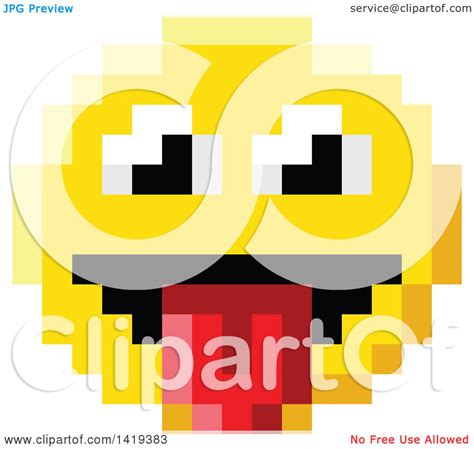 Clipart Of A Silly 8 Bit Video Game Style Emoji Smiley Face Sticking A