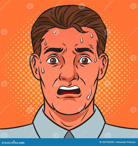 Nervous Sweaty Man With Flushed Face Pinup Raster Stock Illustration
