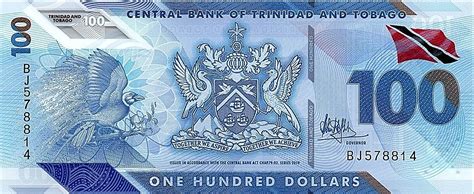 Billet Trinidad Et Tobago 100 Dollars Oiseaux Plateforme Pétrolière