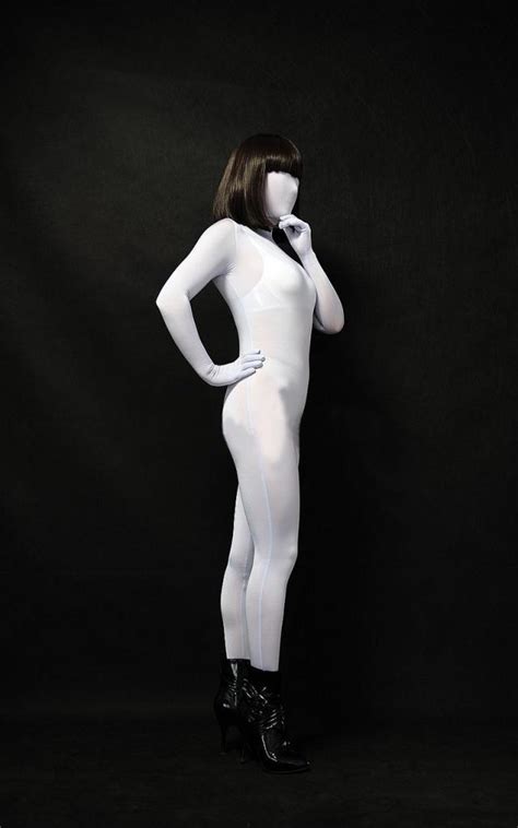 Al White Velvet Transparent Tights Unisex Fetish Zentai Suits