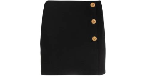Versace Medusa Button Envers Satin Mini Skirt In Black Lyst