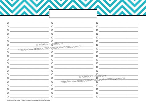 Anything List 3 Columns Editable Blue 4 Instant Download All