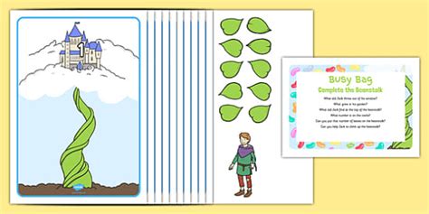 Complete The Beanstalk Busy Bag Prompt Card And Resource Pack