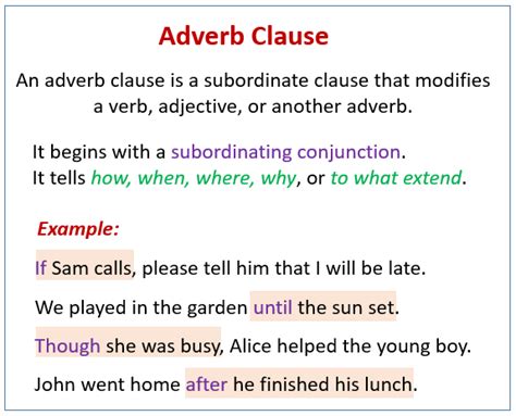 What Is An Adverb Subordinate Clause Slideshare