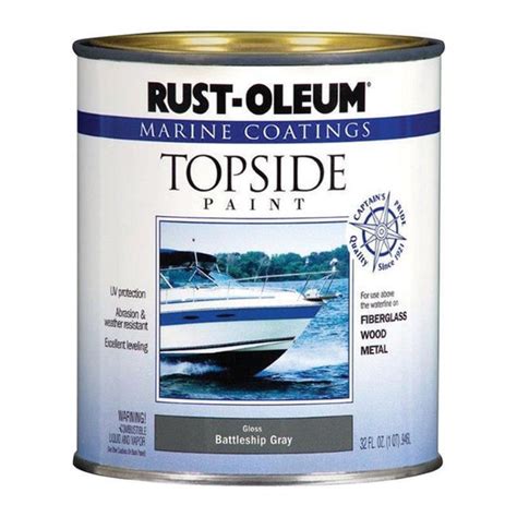 Rust Oleum 15816 1 Qt Gloss Marine Topside Paint Battleship Gray Pack