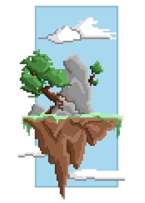 Pixel Landscape Poster By Thomas Pradeilles Displate Pixel Art
