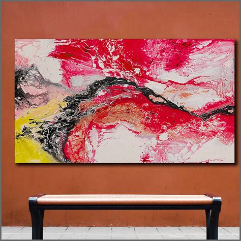 Wlong Large Size Print Oil Painting Red Abstract Painting Wall Art