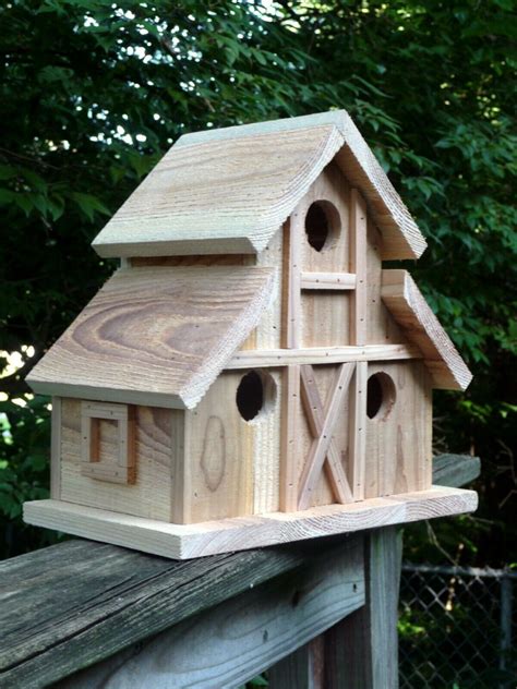 Birdhouse Folk Art Primitives 3 Nest Bird House Barn Dollhouse