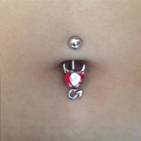 Heart Zircon Crystal Devil Navel Piercing Belly Button Ring