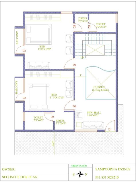Duplex 3bhk 30x40 East Facing Second Floor House Plan Modern Small