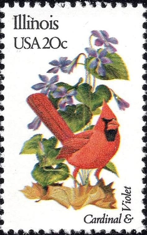 A Postage Stamp With A Cardinal On It