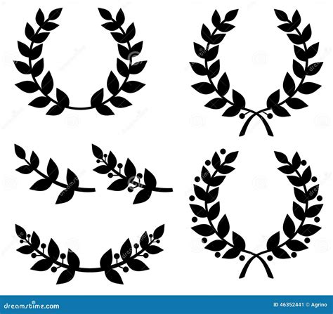 Set Of Silhouettes Laurel Wreaths Stock Vector Image 46352441