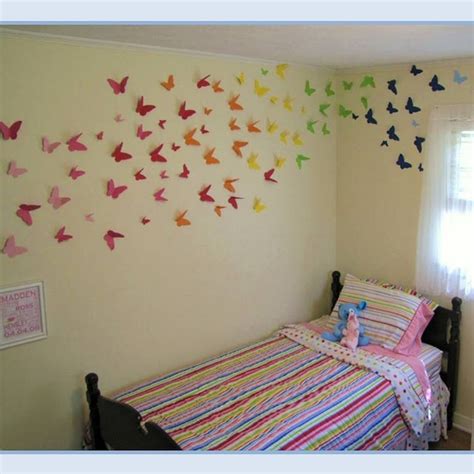 Your bedroom should be the coziest room in your house, so take it there with textile wall hanging. Rainbow butterfly wall! | Crafts: Paint Chip | Pinterest ...